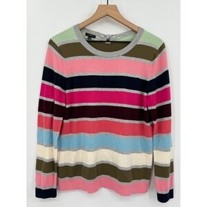 Talbots‎ Sweater Large Petite Pink Striped Cotton Blend Colorful Lightweight